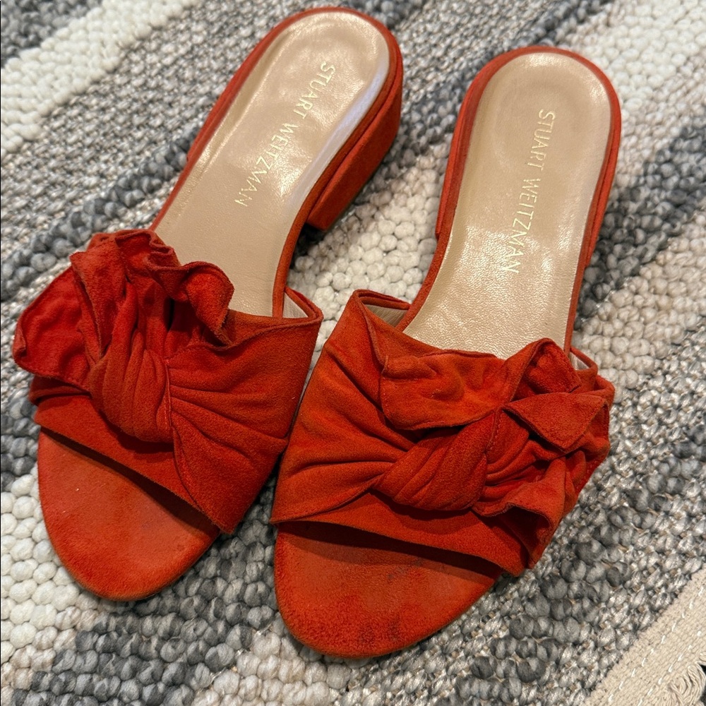 Stuart Weitzman Vibrant Red Mules Size 8 M